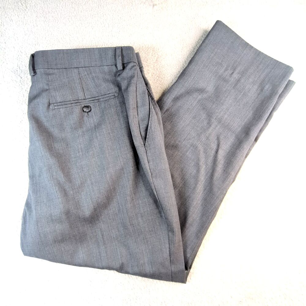 Joseph Abboud Mens Pants Gray 100% Wool Lightweight Flat Front Modern Fit 42x30
